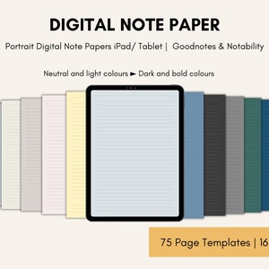 Digital Note Paper, Digital Notes, Note Paper, Lined, Grid, Dotted, Blank, Cornell, Schedule and Meal Plan Templates | For iPad & Tablet