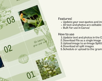 Instagram Grid Planner - Gardening, Green, Plant, Nature-based business owners - Editable puzzle grid