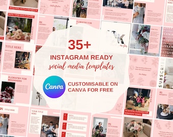 Floral Instagram Post Templates: Botanical Business Marketing (Canva)