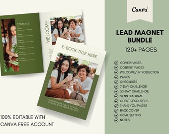 130-Page Lead Magnet Canva Template: Course Workbook & Worksheet Bundle