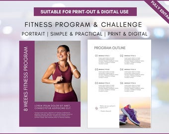 8-Week Fitness Training Program: Canva Templates, Workout Planner (Digital)