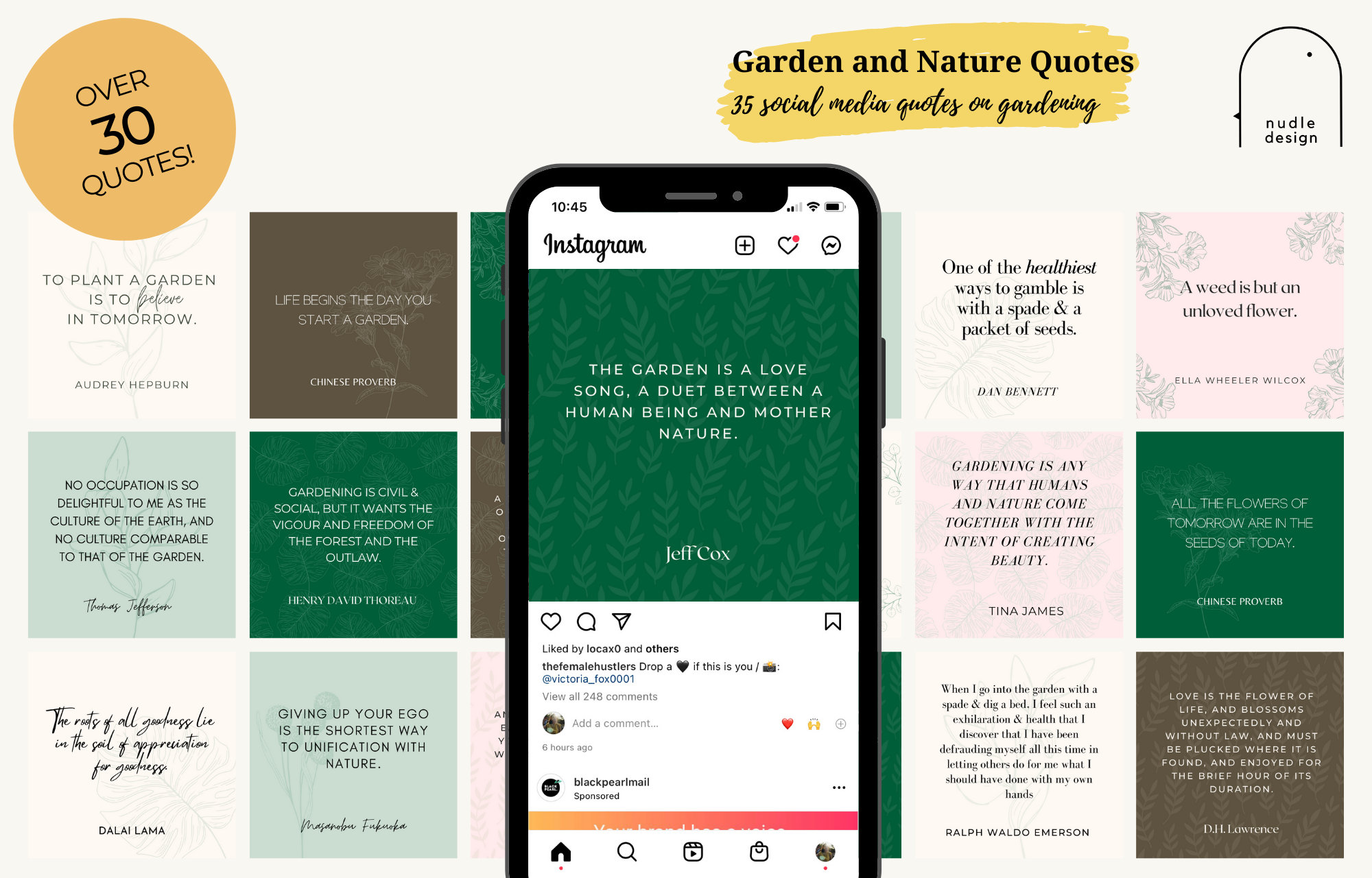 35 Quotes Nature, Garden, Plants for Instagram Posts | Pre-made | Ready ...