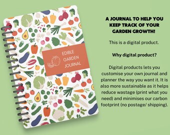Edible Garden Journal, A4 Gardening Planner, Planting Tracker (Digital PDF)