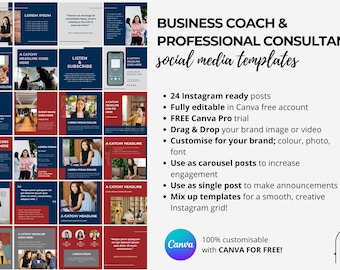 Business Coach, Professional, Consultancy, Branding Instagram Canva Social Media Templates