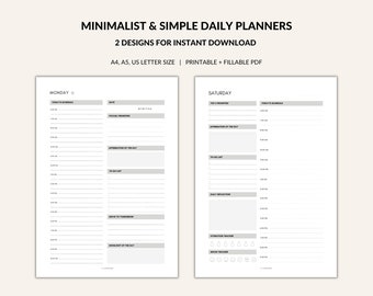 Simple & minimalist Daily Planner Printable, Daily To Do List for Work/Home, Productivity Planner, Undated Planner Inserts, A5/A4/Letter