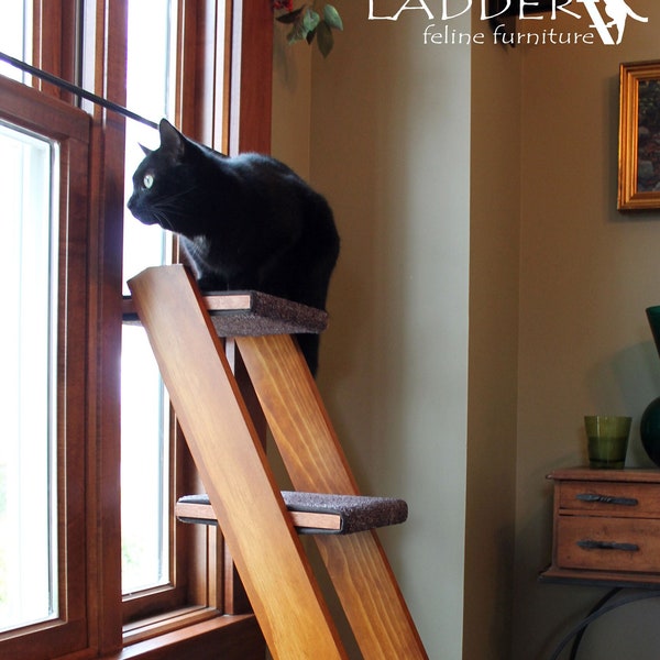 Cat Ladder - 4 Step Pine, Customizable | Beautifully Designed Pet Furniture | Handcrafted High-Quality Ladder for Cats | Perfect Window Seat