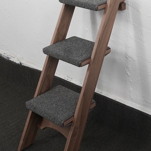 Cat Ladder - 3 Step Walnut Hardwood | Handcrafted High-Quality Ladder for Cats | Beautifully Designed Pet Furniture Complements Any Décor image 2