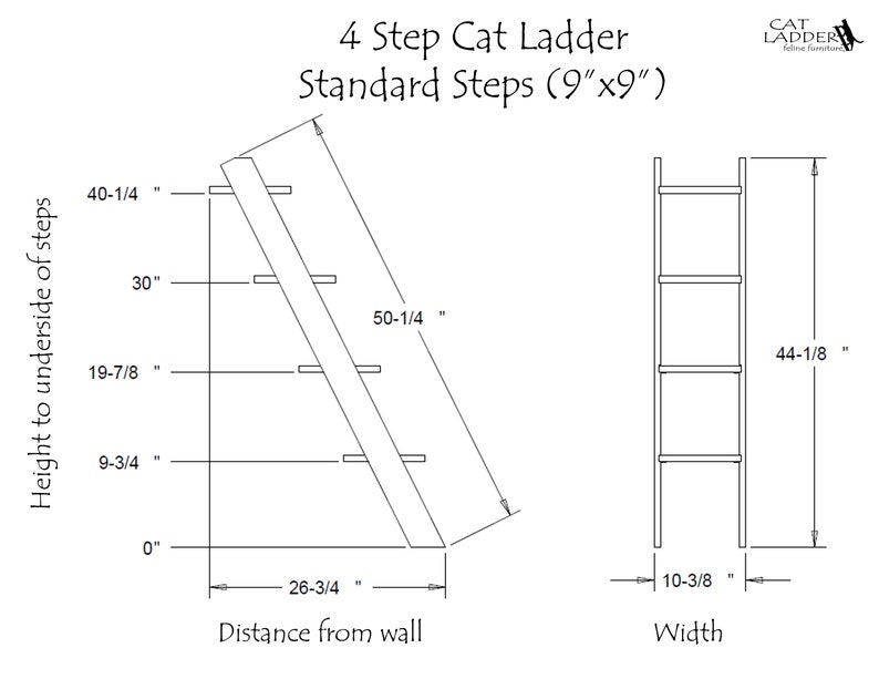 Cat Ladder 4 Step Pine, Customizable Beautifully Designed Pet Furniture Handcrafted High-Quality Ladder for Cats Perfect Window Seat image 4