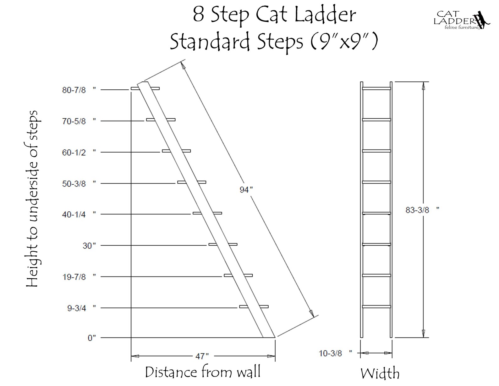 Cat Ladder - 8 Step Walnut Hardwood | Beautifully Designed Pet ...