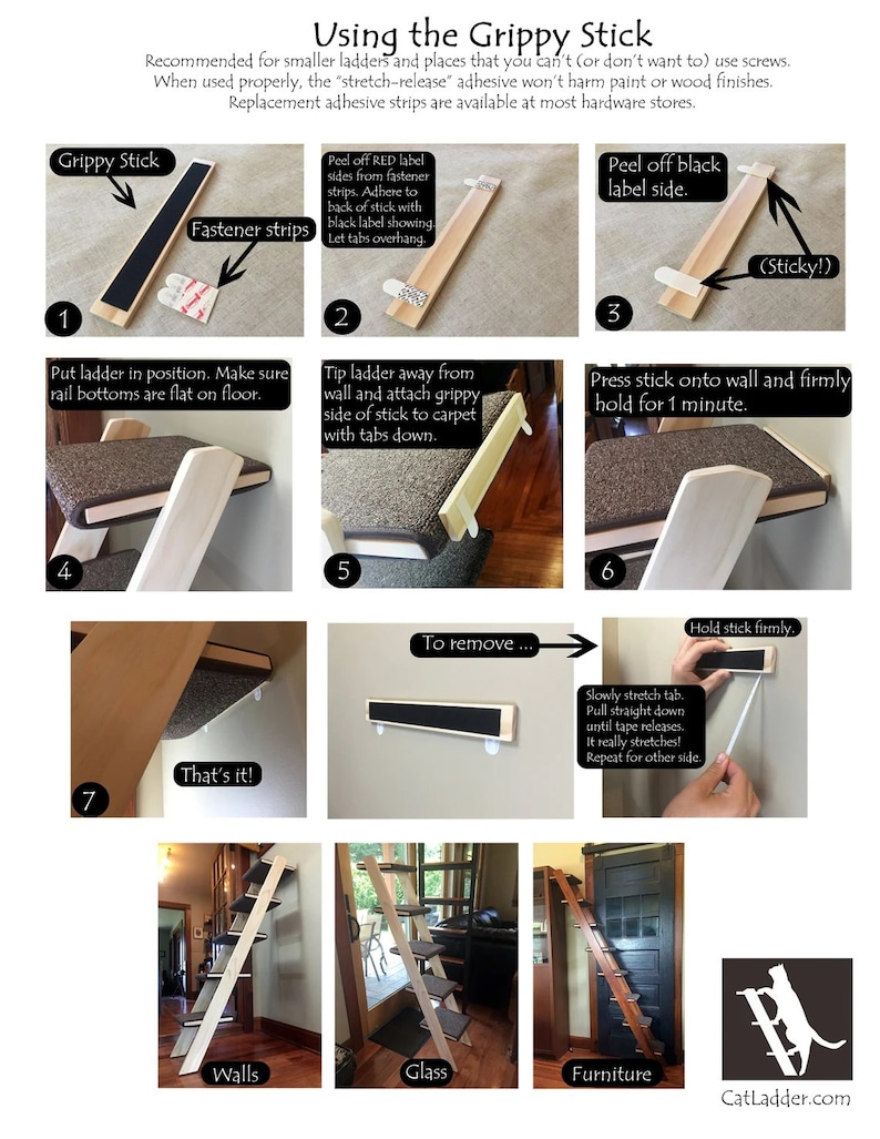 Cat Ladder - 3 Step Walnut Hardwood | Handcrafted High-Quality Ladder for Cats | Beautifully Designed Pet Furniture Complements Any Décor image 8