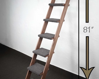 Cat Ladder - 8 Step Walnut Hardwood | Beautifully Designed Pet Furniture | Handcrafted High-Quality Ladder for Cats | Perfect Window Seat