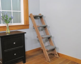 Cat Ladder - 4 Step Walnut Hardwood | Beautifully Designed Pet Furniture | Handcrafted High-Quality Ladder for Cats | Perfect Window Seat