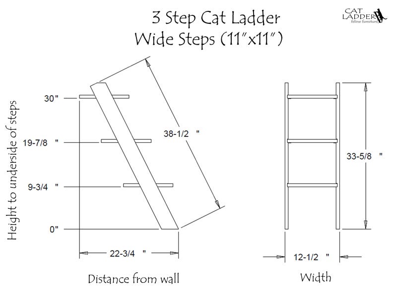 Cat Ladder - 3 Step Walnut Hardwood | Handcrafted High-Quality Ladder for Cats | Beautifully Designed Pet Furniture Complements Any Décor image 10