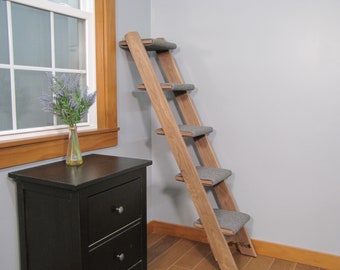 Cat Ladder - 5 Step Walnut Hardwood | Beautifully Designed Pet Furniture | Handcrafted High-Quality Ladder for Cats | Perfect Window Seat
