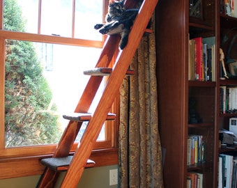 Cat Ladder - 7 Step Pine, Customizable | Movable Cat Perch – Always Somewhere New to Climb and Explore | Handcrafted Quality Pet Furniture