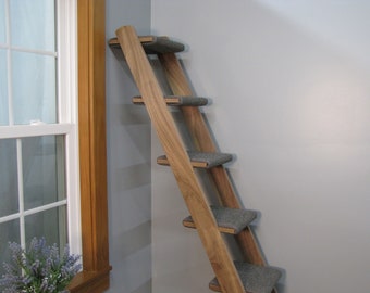 Cat Ladder - 7 Step Walnut Hardwood | Beautifully Designed Pet Furniture | Handcrafted High-Quality Ladder for Cats | Perfect Window Seat