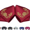 Hello Mariachi Handmade Mexican Bow Tie – Verde Moño Bordado, Charro Style, Red Satin, Size L