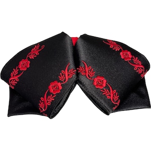 Hello Mariachi, Moño White, Blue Flowers ,Mexican Bow,Charro ,Bow Tie,Embroidery