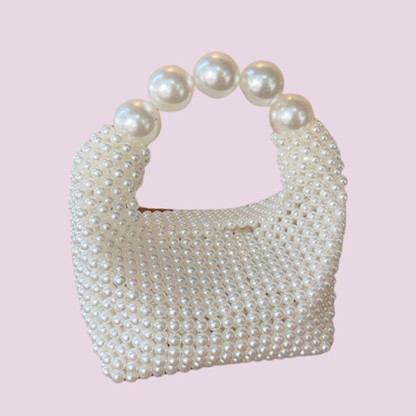 Elegant Beaded Clutch for Weddings, Pearl Beaded Bridal Bag, Stylish Party Handbag, Chic Bridal Purse, Party Bag, Evening Bag, Wedding Bag