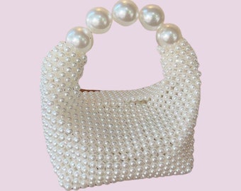 Elegant Beaded Clutch for Weddings, Pearl Beaded Bridal Bag, Stylish Party Handbag, Chic Bridal Purse, Party Bag, Evening Bag, Wedding Bag