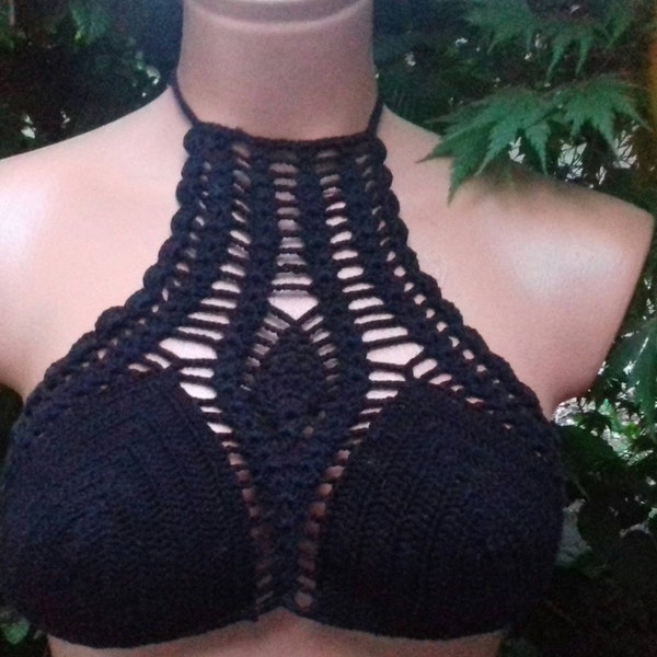 Crochet High Neck Crop Top