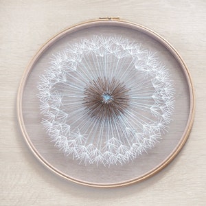 Dandelion Embroidery Hoop Art: Bohemian Tulle Wedding Decor, 12", Make a Wish