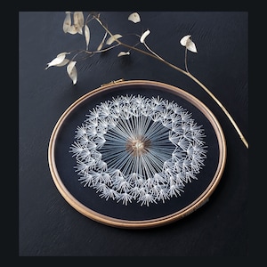 Dandelion Embroidery Hoop Art: "Make a Wish" Tulle Wall Decor (10 inch)