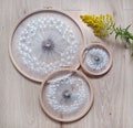 Dandelion Embroidery Hoop Art: Hand-stitched Tulle Wall Hanging (10 inch), Wildflower Hand Embroidery product logo