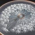 Hand Embroidered Dandelion In A Dew Wall Decor: Beaded Tulle, 10-inch Hoop, Romantic Wedding Gift product logo