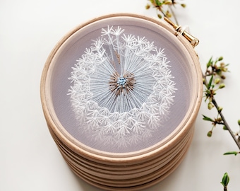 Make a Wish Dandelion Tulle Embroidery Hoop Art - Bridesmaid, Housewarming Gift - Hand Embroidery by Velvet Meadow