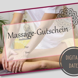 digitaler Massage-Gutschein // Vorlage zum Ausdrucken // last minute Geschenkidee