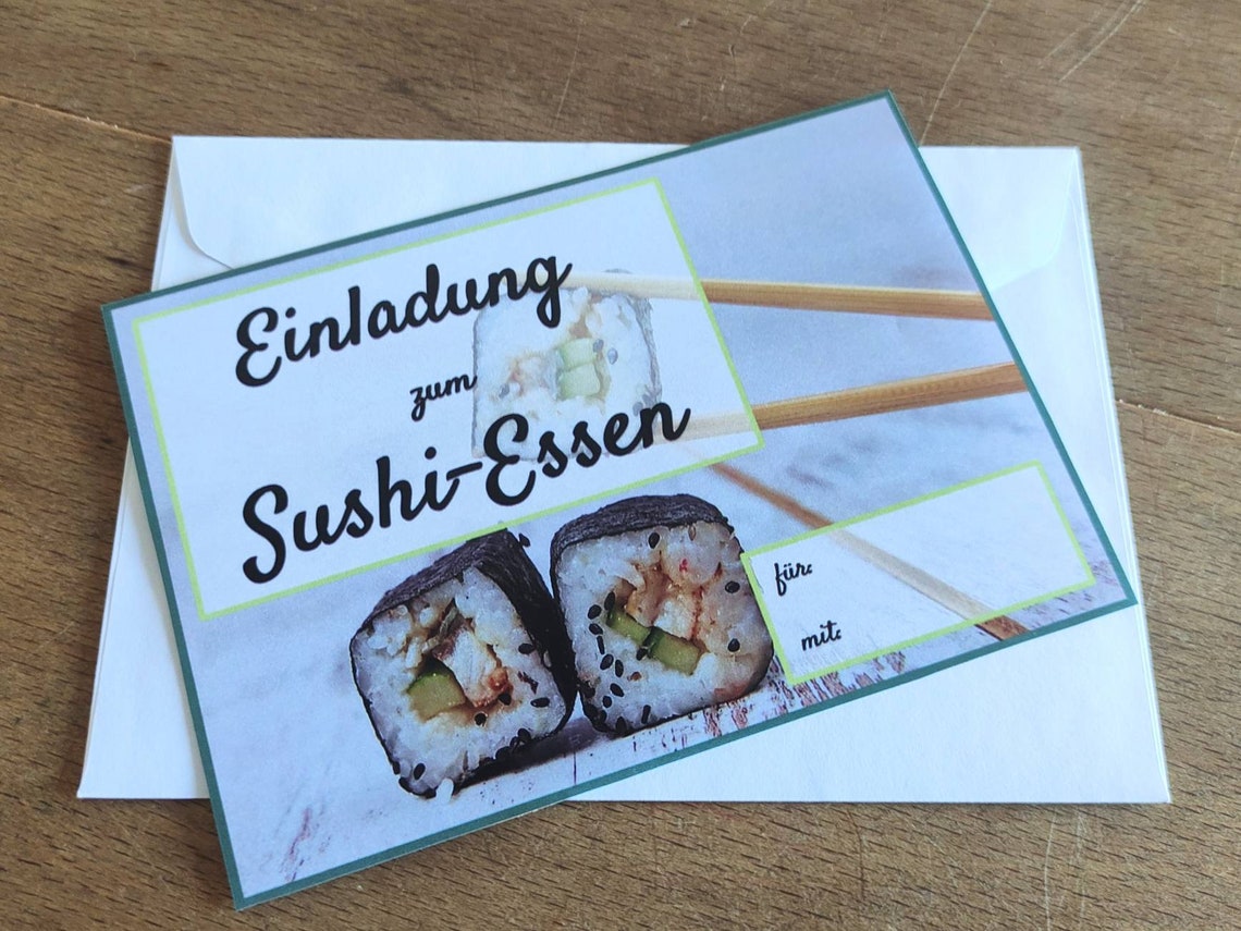 Digitale Einladung Zum Sushi-essen Vorlage Zum Ausdrucken. Download