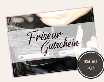 digitaler Friseur Gutschein // Vorlage zum Ausdrucken // last minute Geschenkidee