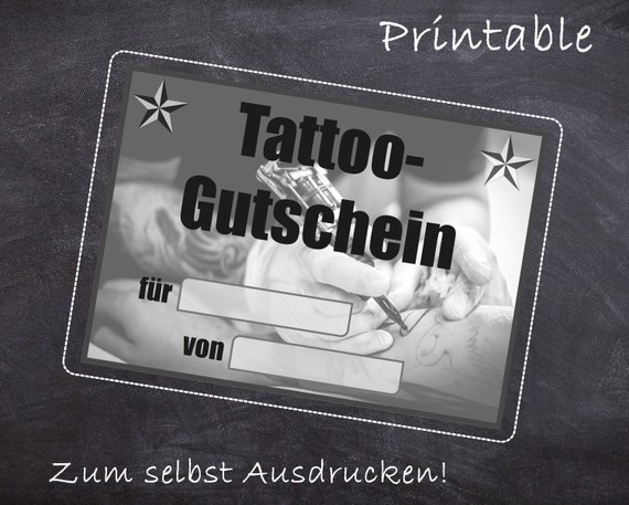 Pdf Tattoo Gutschein Vorlage Zum Ausdrucken Download Etsy