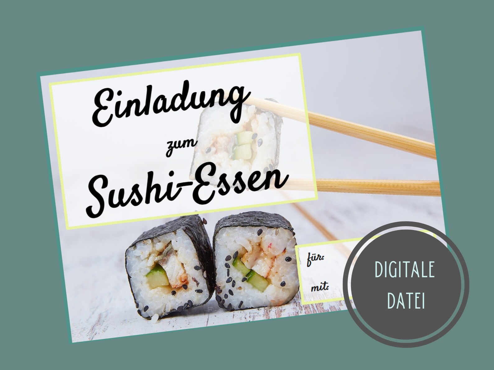 Digitale Einladung Zum Sushi-essen Vorlage Zum Ausdrucken. Download