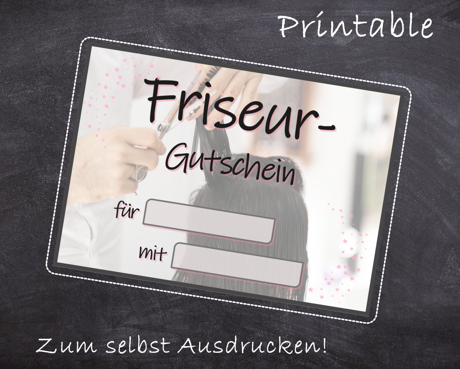 Digitaler Friseur Gutschein Vorlage zum Ausdrucken. Etsy