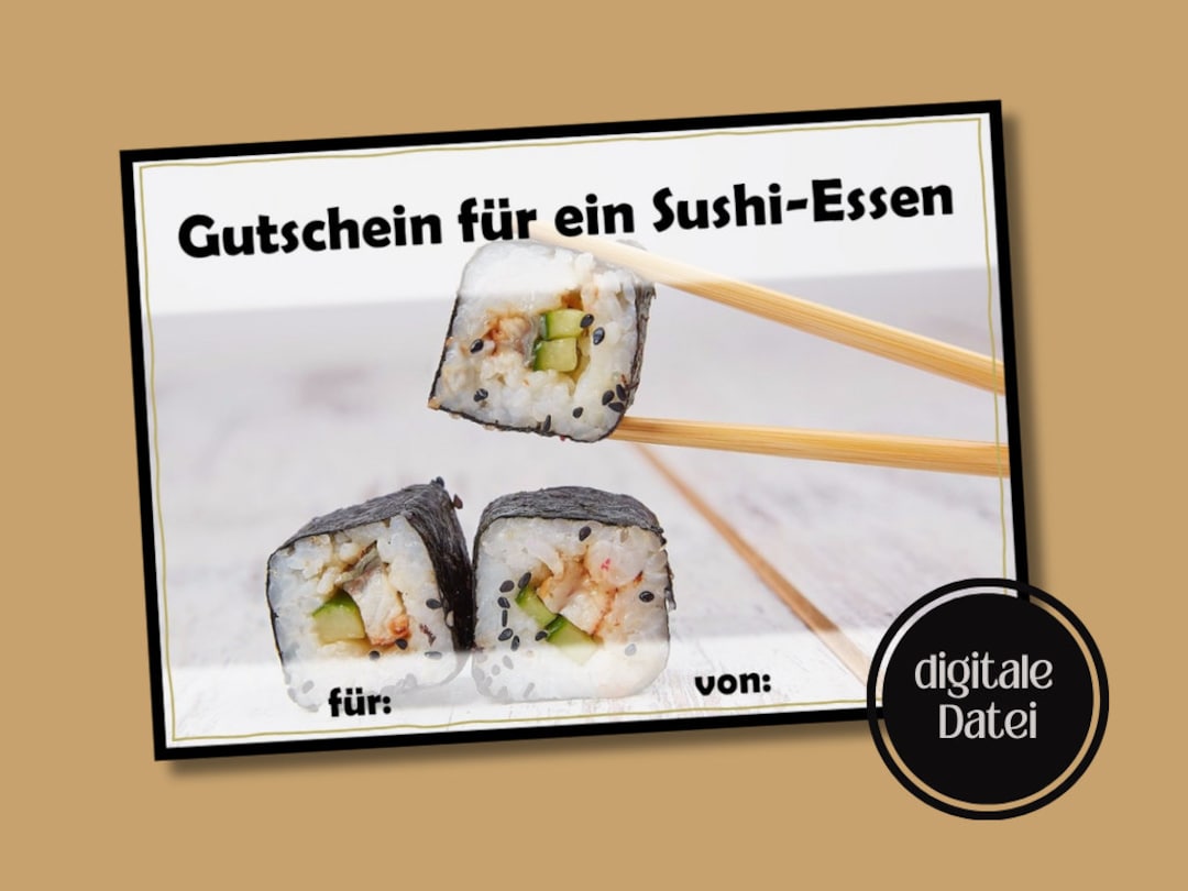 Digitaler Sushigutschein Vorlage Zum Ausdrucken. Download. Einladung