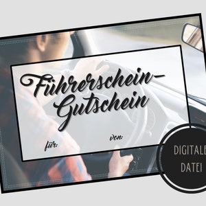 digitaler Führerschein Gutschein // Vorlage zum Ausdrucken // last minute Geschenkidee