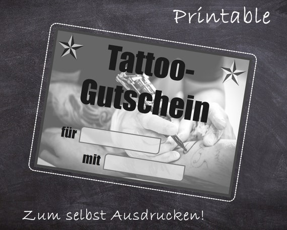 Pdf Tattoo Gutschein Vorlage Zum Ausdrucken Download Etsy