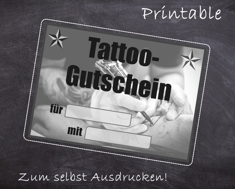 PDF Tattoo Gutschein Vorlage zum Ausdrucken. Download. | Etsy