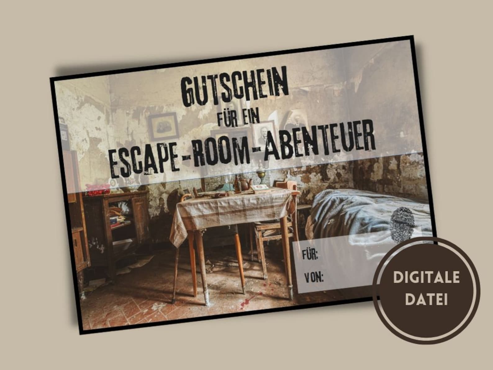 Gutschein Vorlage Escape Room Gutschein Selber Machen Digitaler Escape-room Gutschein // Vorlage Zum Ausdrucken // Last