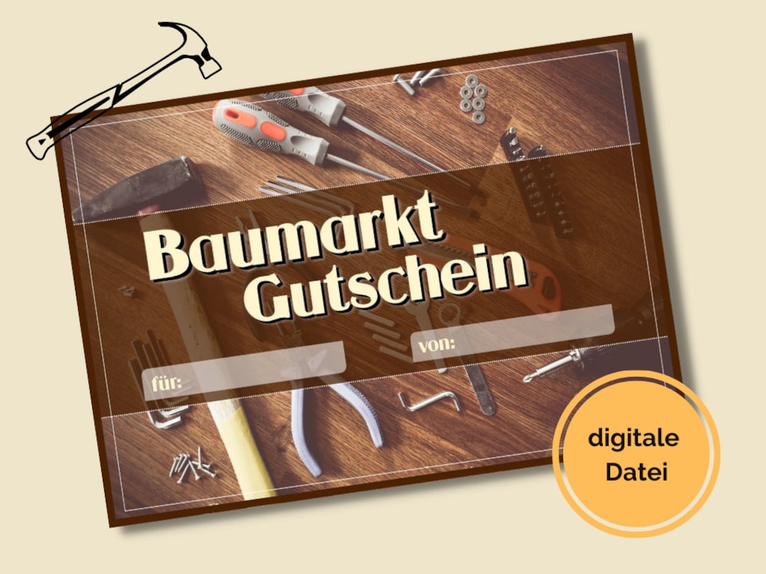 Digitaler Baumarkt Gutschein Vorlage Zum Ausdrucken. Etsy