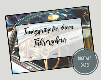 digitaler Führerschein Gutschein // Vorlage zum Ausdrucken // last minute Geschenkidee