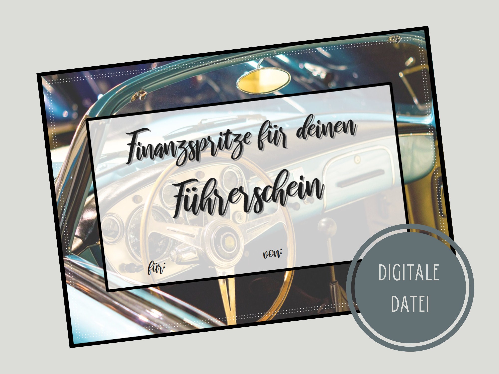 Digitaler Führerschein Gutschein // Vorlage zum Ausdrucken // last