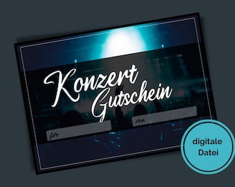 digitaler Konzert Gutschein // Vorlage zum Ausdrucken // last minute Geschenkidee