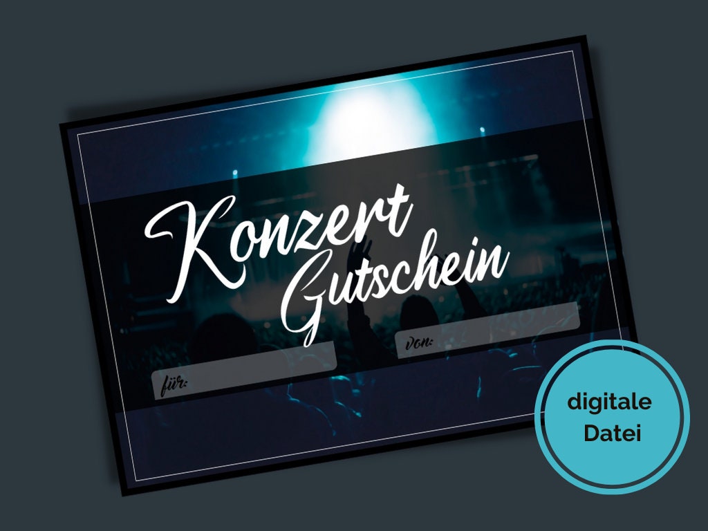 Digitaler Konzert Gutschein // Vorlage zum Ausdrucken // last minute