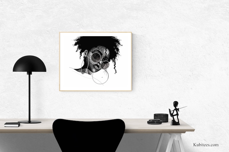 african art, black artists, black girl art, black art, african wall art, afrocentric art, black girl wall art, etsy wall art, black girl image 2