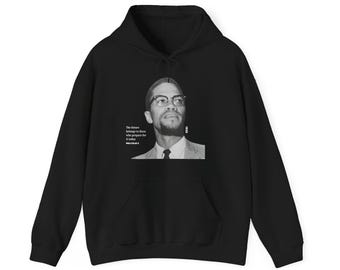 MALCOLM X - Black Hoodie Pullover Gift In Unisex Chocolate Sand Black Color - Black History Month Gift For Men Women Him Her
