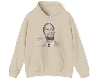 MALCOLM X - Black History Month Hoodie For Birthday Present Gift Ideas African American Black Culture, Kubitees Black Owned Etsy Shop Sale