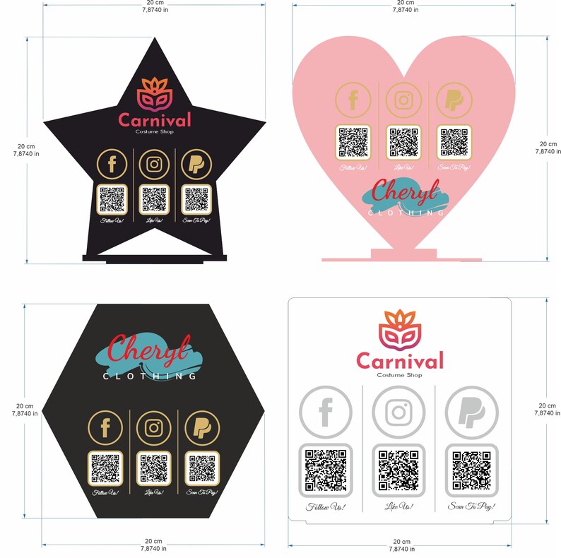 Custom Business Sign With Multi QR Codes Multi QR Code Business Social